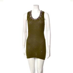 Roberto Cavalli scoop neck mini dress with crystal accents - size small